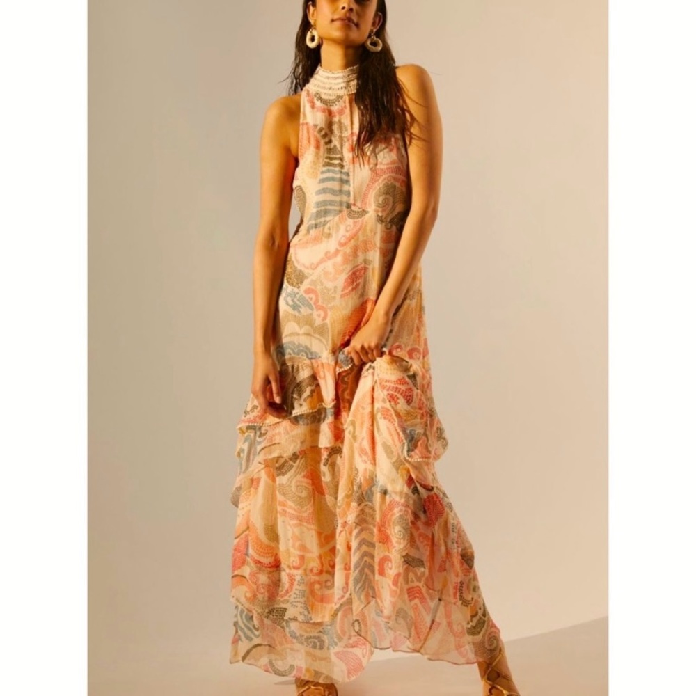 [XL] Anthropologie | Verb by Pallavi Singhee Crochet-Trimmed Maxi Dress